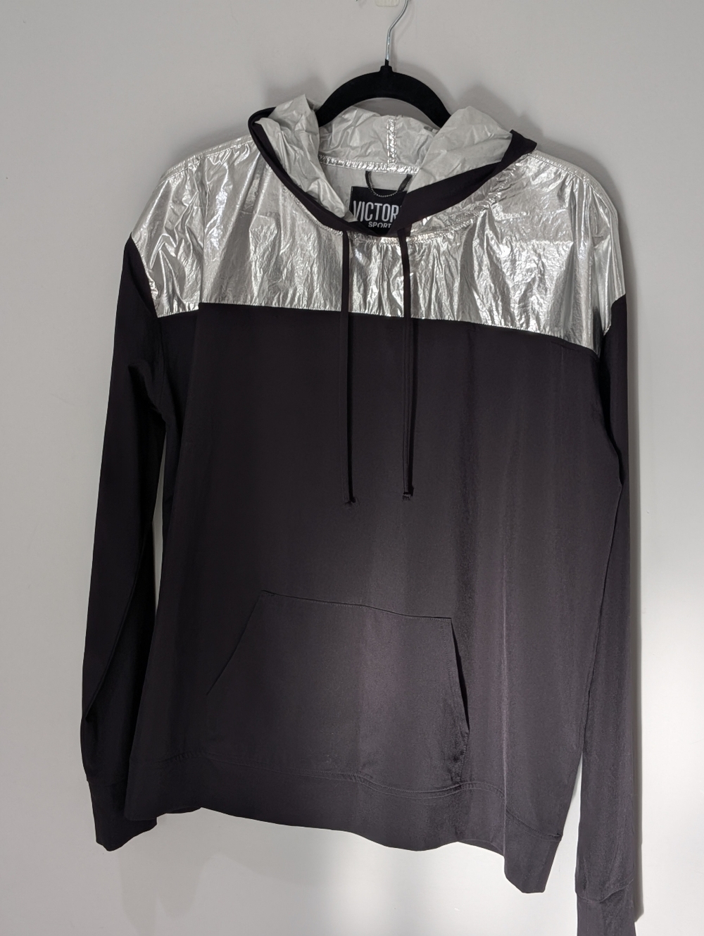Victoria Sport Silver Metallic Colorblock Pullover Hoodie - Size M